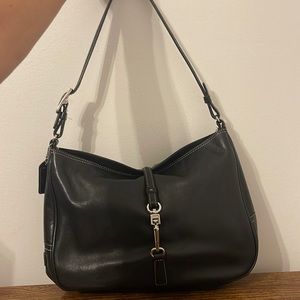 Vintage Coach Black Bag Clip Closure Back Pocket